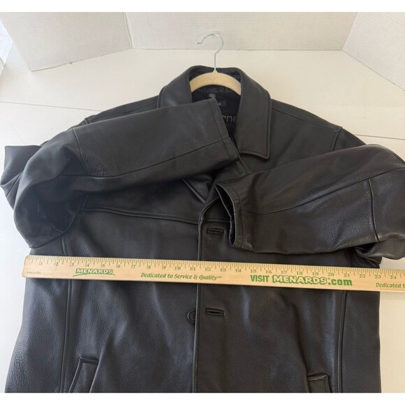 Claiborne Leather Jacket Coat Black Pebble Grain Full-Zip Men's Large Coat - Picture 15 of 16